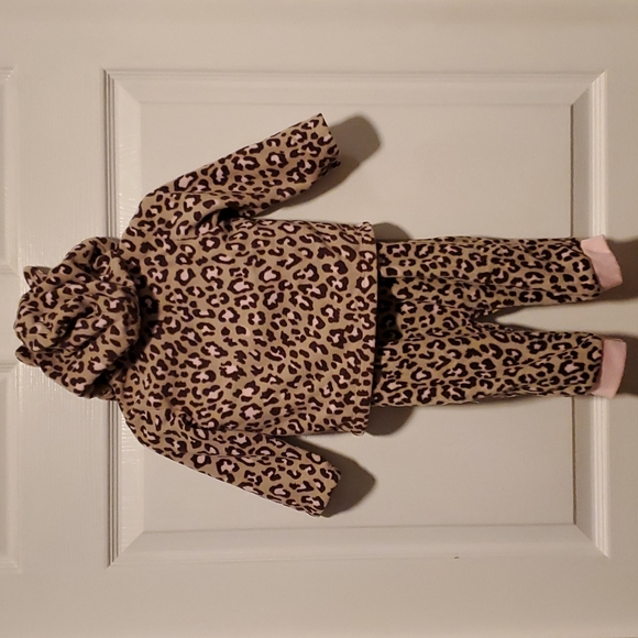 Carter's Girls 2-pc Animal Print Fleece Hooded PJ Outfit - Size 12 Months - Picture 7 of 12